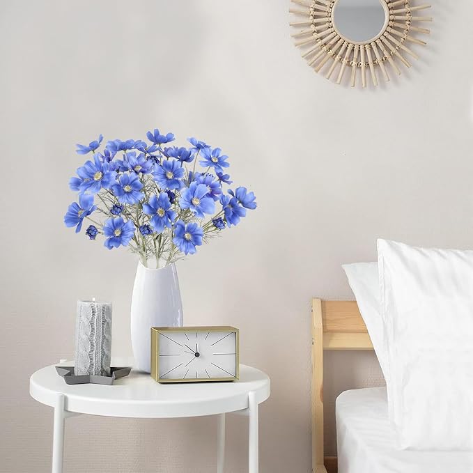 6PCS Blue Silk Cosmos Flowers 24'' Wild Flowers Artificial Fake Flowers - Image 2