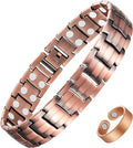 Feraco Men's Copper Magnetic Bracelet and Ring Elegant 99.99% Solid Copper Bracelets with Double-Row Strong Magnets, Magnetic Field Therapy Jewelry