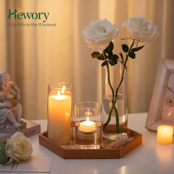 Glass Cylinder Vases Set of 6, Hewory Tall Clear Vase - Image 3
