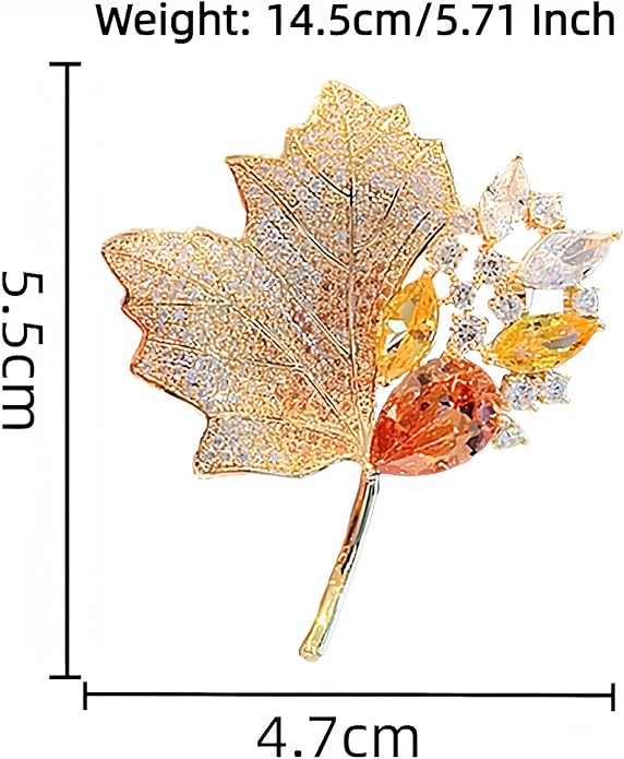 Elegant Leaf-shaped Crystal Brooch, Perfect for Any Occasion，Rose Gold/Silver