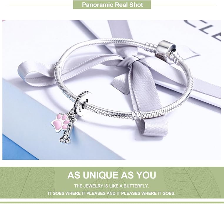 Charm Beads for Women, S925 Sterling Silver Dangle Charm Beads for European Charm Bracelet & Snake Chain Bracelets, Love Family Friendship Butterfly Pet Flower Designs, Gift Box Included