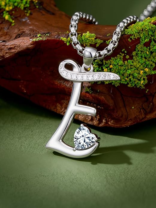 Valentines Day Gifts for Women Alphabet A to Z Initial Birthstone Pendant Necklaces for Women - 18k White Gold Plated Personalized Name Jewelry Valentine Mothers Day Birthday Gifts for Women Her Girlfriend