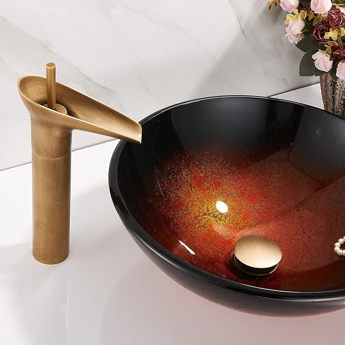 REGALMIX Antique Brass Pop UP Drain, Bathroom Vessel Lavatory Vanity Faucet - Image 6