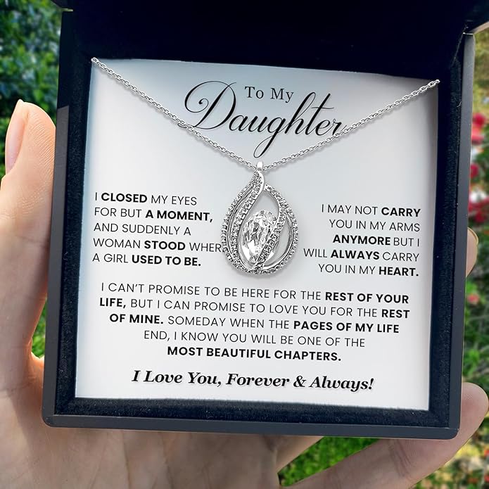 TRYNDI To My Daughter Necklace from Dad - Christmas Gifts for Daughter, Granddaughter, Daughter-In-Law, Women's Jewelry Gifts for Women Birthday, Valentine's Day, Mother's Day