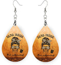 Teardrop Wood Earrings Light Weight Printed Image Dangle Jewelry, Fun and Funky
