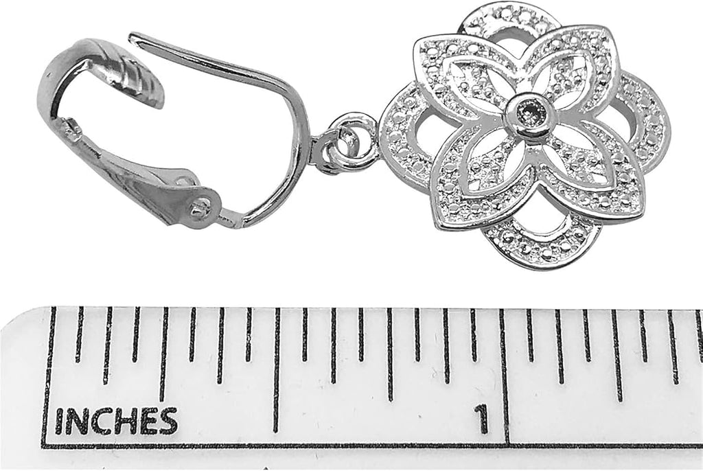 Silver Clip On Earrings For Women, They Look Pierced, Don't Pinch & Won't Fall Off, Hypoallergenic & Lightweight
