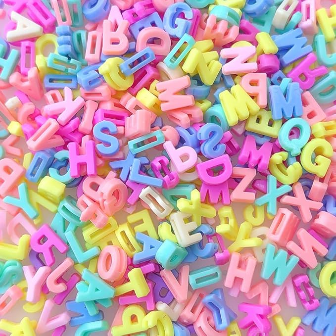 300+ Pieces 9x12mm Big Large Alphabet Letter Beads Charms A-Z Mixed Plastic Shape Loose Bead for Jewelry Making Bracelets Necklaces Key Chains (Macaroon Candy Colors)