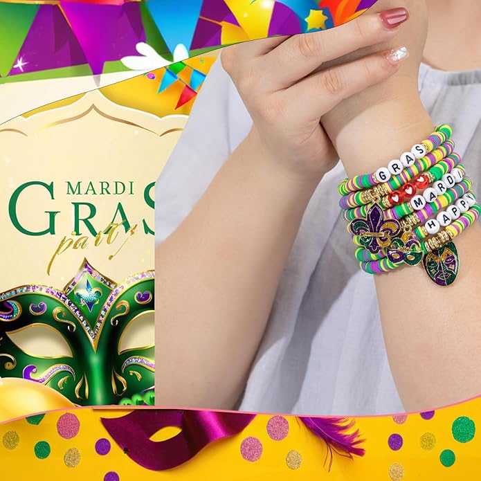 Friendship Beaded Bracelets for Women, Stackable Colorful Surfer Boho Clay Bead Stretch Bracelets