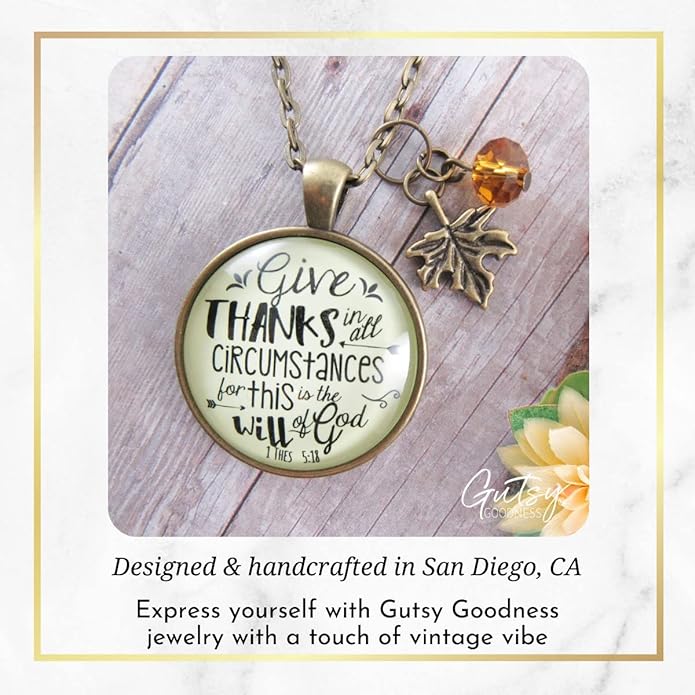Gutsy Goodness Autumn Necklaces Fall October Theme Pumpkin Spice Halloween Thanksgiving Themed Pendant Message Jewelry