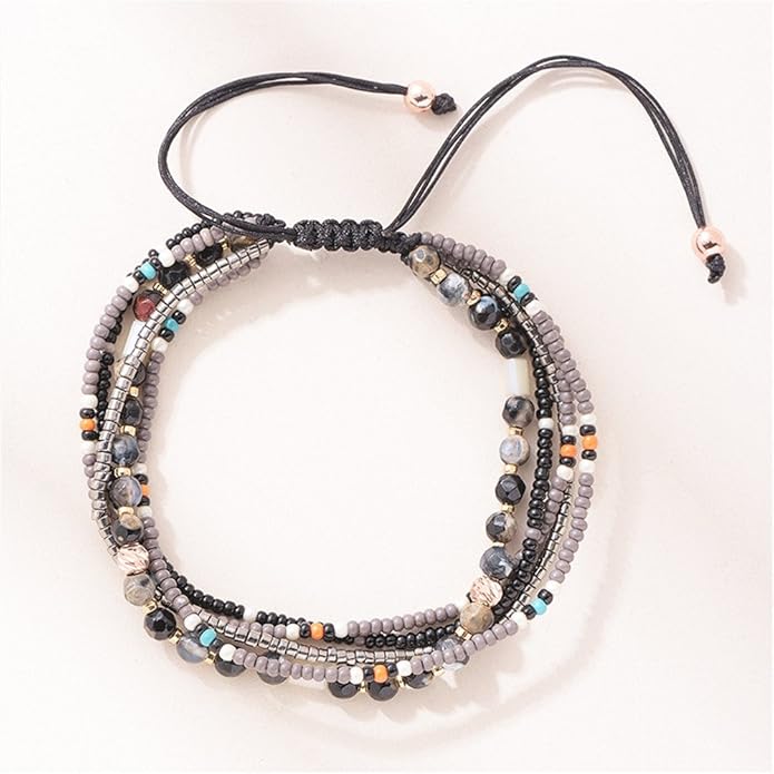 Handmade Adjustable Wrap Bracelet Bohemian String Braided Beads Anklets Gifts for Women
