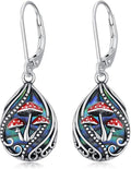 Animal Earrings 925 Sterling Silver Abalone Shell Dangle Drop Earrings Leverback Earrings Cute Animal Jewelry Gifts for Women Girlfriend