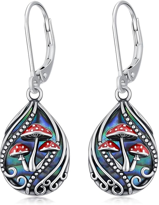 Animal Earrings 925 Sterling Silver Abalone Shell Dangle Drop Earrings Leverback Earrings Cute Animal Jewelry Gifts for Women Girlfriend