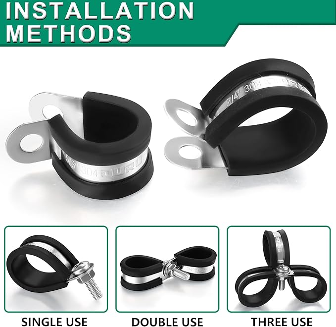 OURU 3/16 Inch Cable Clamps, Rubber Coated Insulated Clamps, 5mm | 304 - Image 5