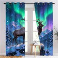 Aurora Forest Curtains, Snow Mountain Deer Blackout Curtains 96 Inch Long by Unknown