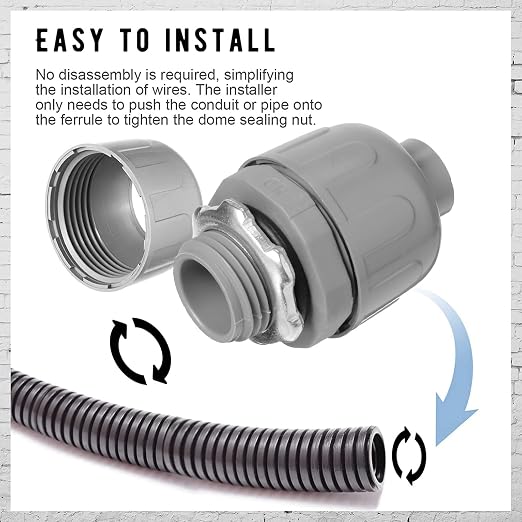 Maitys 50 Pcs 1/2 Inch Liquid Tight Connector Straight 180 Degree | PVC - Image 5