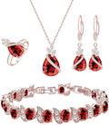 GZWHD Jewelry Set for Women CZ Earrings Necklace Ring Bracelet Set Prom Party Wedding Jewelry Gift for Mother Friend Wife