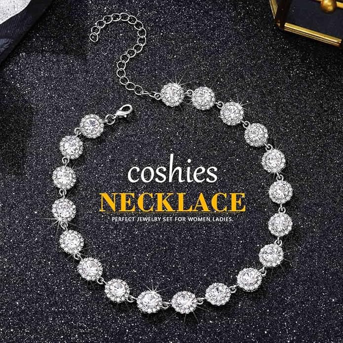 Crystal Choker Necklace Silver Rhinestone Chokers Diamond Jewelry for Women