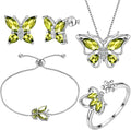Aurora Tears Butterfly Jewelry,Women 925 Sterling Silver Butterflies Birthstone Pendant Necklace/Earrings/Rings Wedding Gift