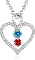 LOUISA SECRET Infinity Double Birthstone Necklace, 925 Sterling Silver Tiny Pendant Heart Necklace for Women Wife Her, Best Jewelry Gift Heart Jewelry Meaningful Gift for Valentine's Day, Christmas, Birthday Anniversary