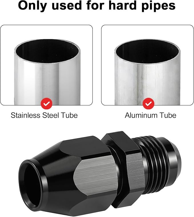 EVIL ENERGY 8AN Male to 1/2" Hardline Compression Fitting Adapter Aluminum Black - Image 3