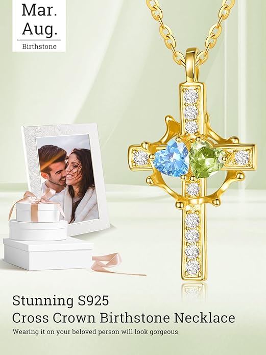Valentine's Day Gifts for Wife 925 Sterling Silver Double Birthstone Pendant Necklaces I Love You for Always and Forever Necklace Anniversary Birthday Gifts for Wife Girlfriend Mom Her