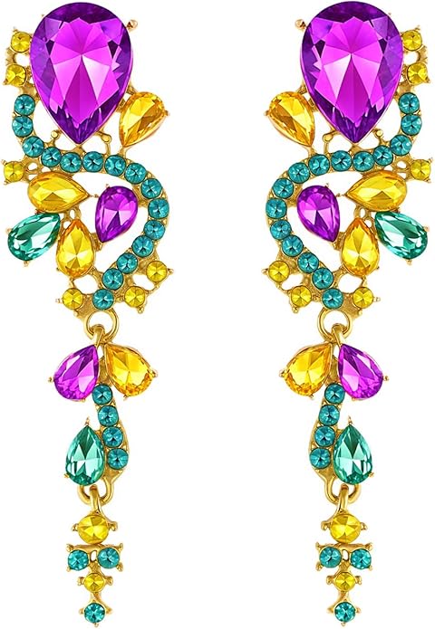 Rhinestone Statement Dangle Earrings Sparkly Crystal Bridal Wedding Earrings for Brides Bridesmaides Chandelier Teardrop Earrings for Women Prom Party