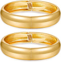 2pcs Gold Bangle Bracelets for Women, Trendy Hinged Cuff Open Wide Chunky Gold Bracelet Stack Arm Cuff Jewelry for Women