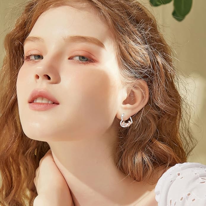 Hypoallergenic Earrings Rabbit Tiger Teddy Koala Puppy Panther Peacock Earrings Sterling Silver Animal Hug Hoop Earrings Jewelry Mothers Day Graduation Birthday Gifts for Women