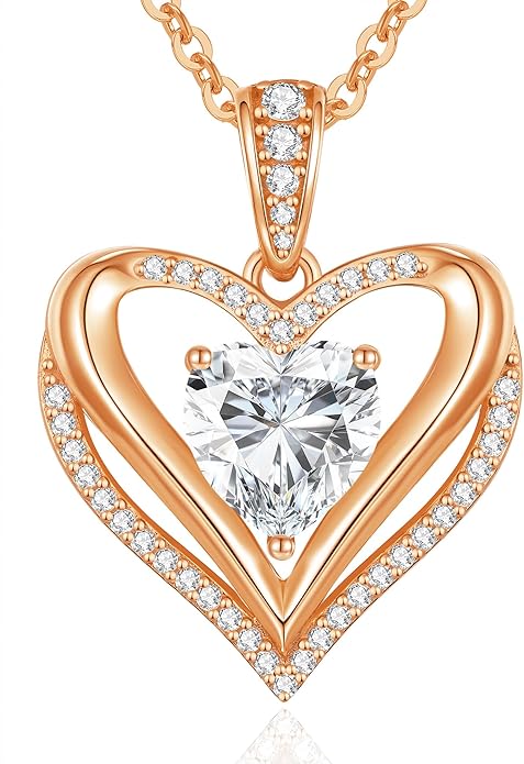 Moissanite Infinity Love Heart Pendant Necklaces for Women, 1-3 Carat 925 Sterling Silver 18K Gold Plated Engraved with"I LOVE YOU', Anniversary Birthday Present Jewelry Christmas Valentines Day Gift for Women Wife Girlfriend Her