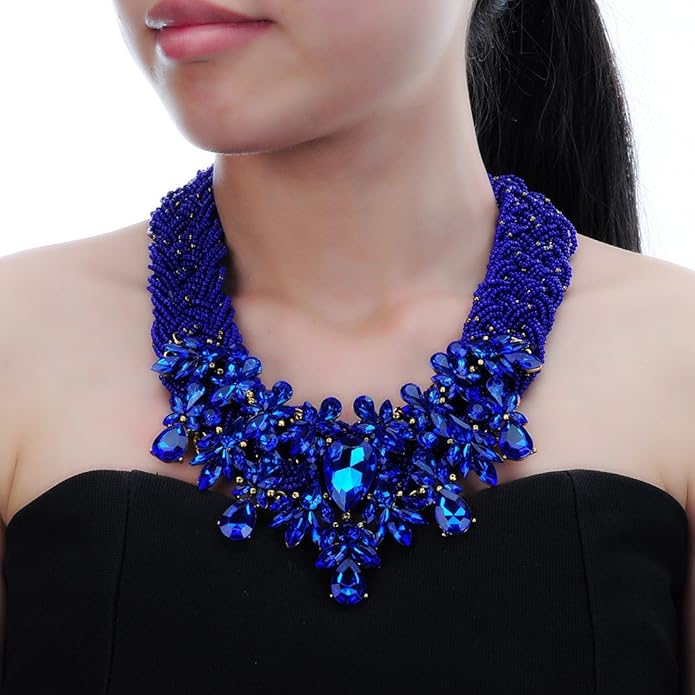 Jerollin Simulated Pearl Body Statement Necklace for Women, Fashion Collar Bib Necklaces Fashion Costume Jewelry Necklace…