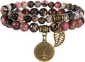 Bivei Natural Semi Precious Gemstone beads bracelet for women - Life Tree and Leaf Charm Energy Reiki Crystal Stretch Bracelets