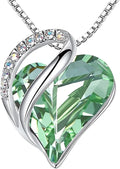 Leafael Valentine's Day Gift Necklaces for Women, Infinity Love Birthstone Heart Crystal Pendant, Birthday Anniversary Jewelry for Wife, Mom, and Her, Silver Plated, 18" + 2" Adjustable Chain