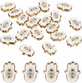 MECCANIXITY 20 Pcs Hand Evil Eye Beads Colorful Flat Loose Spacer Evil Eye Charms for DIY Bracelet Earrings Necklace Crafts Jewelry Making, White