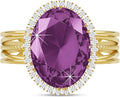 Linawe Birthstone Chunky Adjustable Rings for Women, Gold/Silver/Rose Gold Statement Rings, Imitation Diamond Fake Gemstone Crystal Cocktail Ring, Cubic Zirconia Costume Jewelry