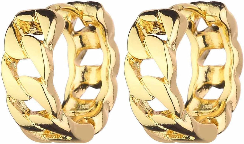 Wgoud Chunky Hoop Earrings Set 14K Gold Plated Hoop Earrings for Women Hypoallergenic, Thick Twisted Huggie Hoops Earring Set