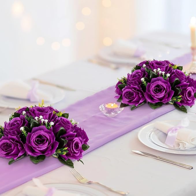 BLOSMON Flower Balls Wedding Rose Centerpieces: 2 Pcs Fake Flowers - Image 3