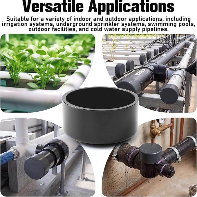 10 Packs 4 Inch PVC Pipe End Cap, Fits 4.5" Od Schedule 40 Furniture Grade - Image 6