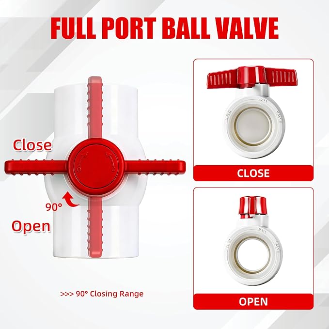 YADIAN 5 Pack 1'' PVC Ball Valves, T-handle Water Shut-Off Ball Valve Threaded - Image 5