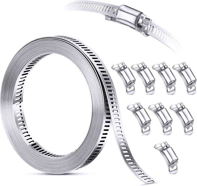 Stainless Steel Worm Gear Hose Clamp Assortment Kit, Cut-To-Fit | DIY 12FT by Steelsoft