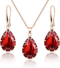 Linawe Crystal Jewelry Sets for Women, Imitation Diamond Pendant Necklace, Rhinestone Drop Dangle Earrings, Birthstone Cubic Zirconia Matching Wedding Jewelry, 14K Gold/Rose Gold/Silver Tones