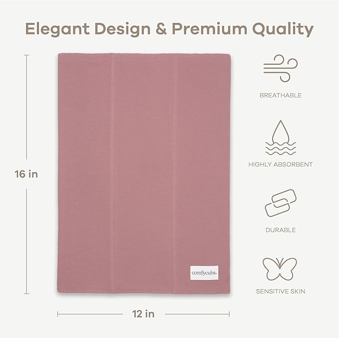 Comfy Cubs Baby Burp Cloths Set (Pack of 6) - Large, 6-Layer, Ultra Absorbent 100% Cotton for Infant Spit-Up, Drool, and Messes - Soft, Gentle, Thoughtful New Born Baby Gifts, Mauve