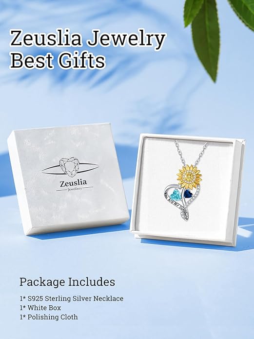 Valentine's Day Gifts for Wife 925 Sterling Silver Double Birthstone Pendant Necklaces I Love You for Always and Forever Necklace Anniversary Birthday Gifts for Wife Girlfriend Mom Her