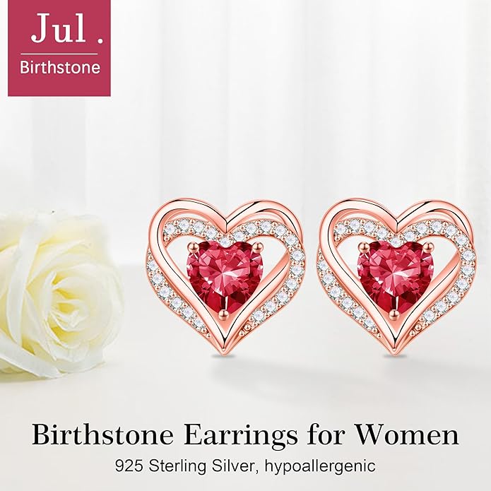 Iefil Valentine Day Gifts for Her - 925 Sterling Silver Heart Stud Earrings Birthday Gifts for Women