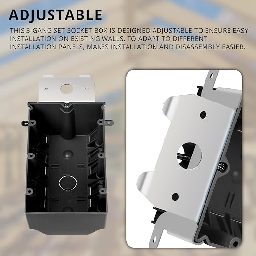 3 Gang Adjustable Electrical Box Black, 49 Cubic Inch, ETL Listed, Retrofit - Image 2