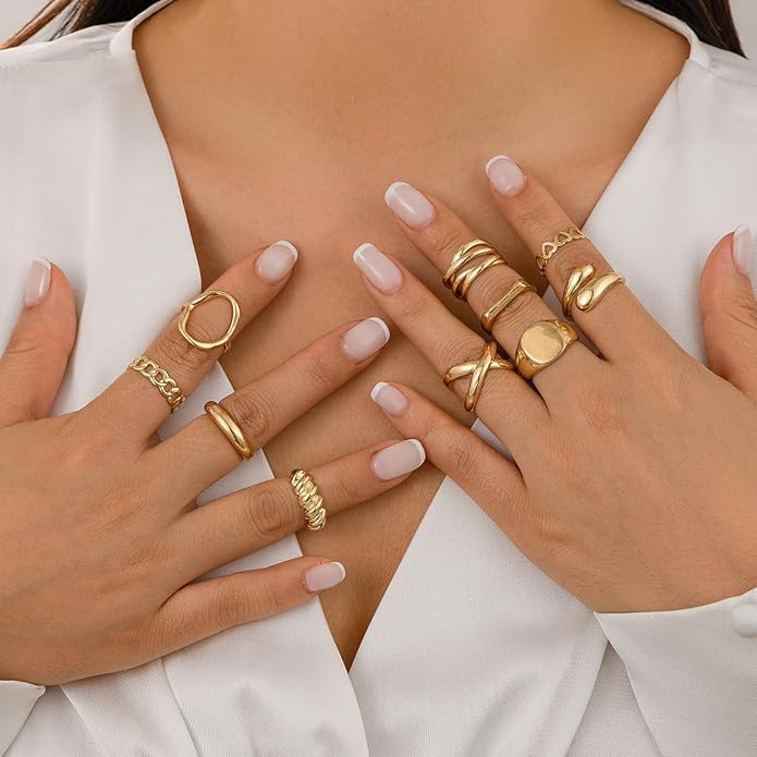 Sora Tuki Rings for Women Chunky Rings Set Adjustable Stackable Ring for Women Bold Thick Statement Ring Trendy Chunky Jewelry