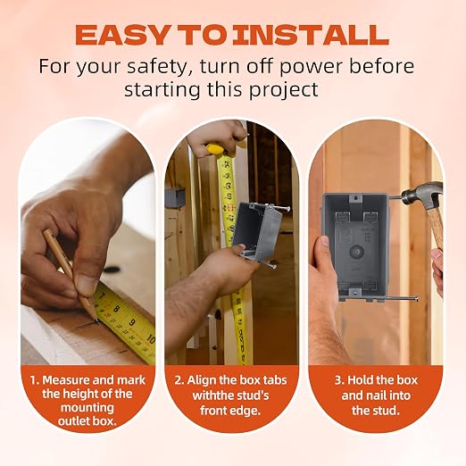 12PACK 18 Cu. in 1 Gang Electrical Box, PVC New Work Outlet Box, Single Gang - Image 5