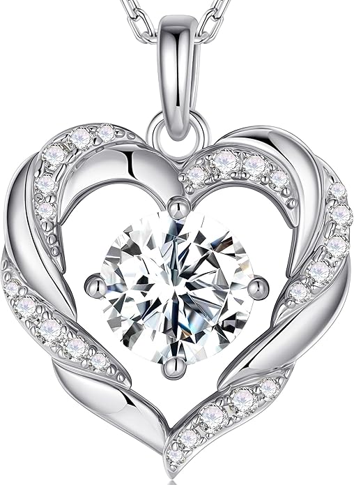 MOOSEA Valentines Day Gifts for Women Wife, 1-3 Carat D Color VVS1 Clarity Moissanite Heart Pendant Necklaces Anniversary Birthday Gifts for Wife Mom Daughter 925 Sterling Silver Necklace