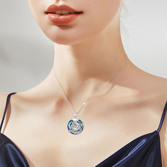 Horse Necklace for Women 925 Sterling Silver Crystal Horse Pendant Cute Animal Necklace Valentine's Day Birthday Mother's day Jewelry Gifts for Her Mom Wife Daughter Sister Girlfriend 18+2"