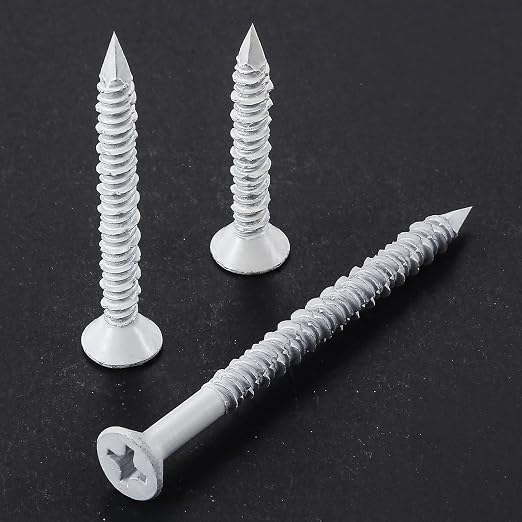 WenSilon 1/4" x3-1/4 White Concrete Screw Anchor White Flat Head - Image 4