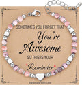 TONY & SANDY Tiny Beaded Bracelets for Women, Sometimes You Forget You're Awesome Gift, Unique Gifts for Women, Mom, Daughter, Wife, Coworker, Best Friend, Bestie, Granddaughter
